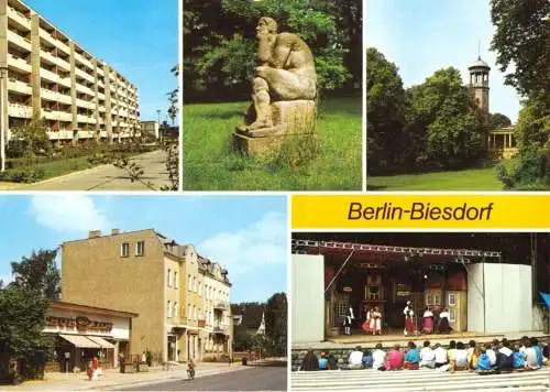 AK, Berlin Biesdorf, fünf Abb., u.a. Oberfeldstr., 1989