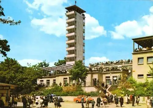 AK, Berlin Köpenick, Müggelturm mit Gaststätte, belebt, 1975