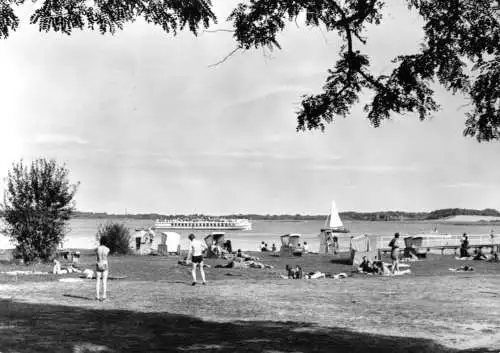 AK, Röbel Müritz, Badeanstalt an der Müritz, belebt, 1974