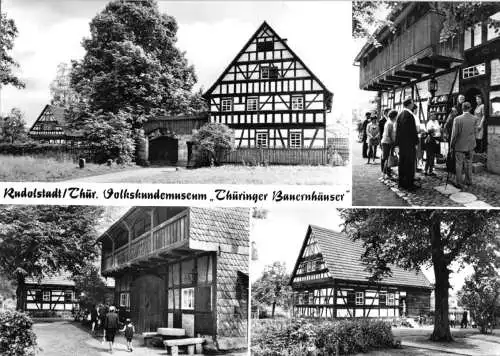 AK, Rudolstadt Thür., Volkskundemuseum "Thüringer Bauernhäuser", vier Abb., 1975