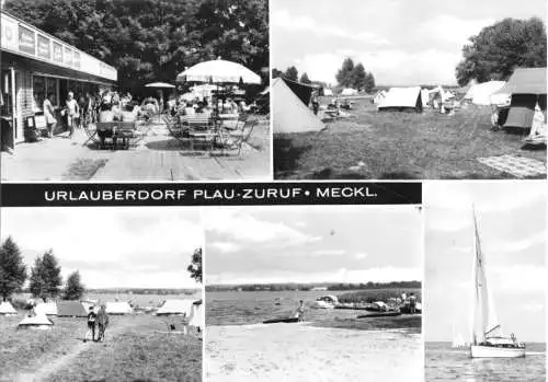 AK, Plau Meckl., Urlauberdorf Plau - Zuruf, fünf Abb., 1969