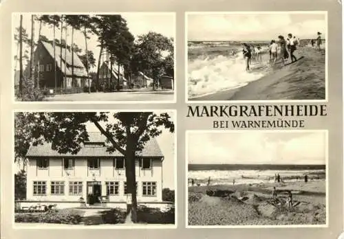 AK, Rostock Markgrafenheide, vier Abb., gestaltet, 1966