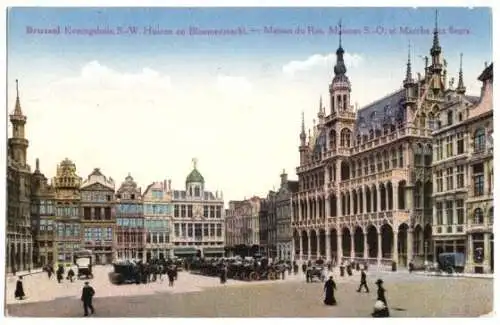 AK, Bruxelles, Brüssel, Königshuis en Bloemenmarkt 1917