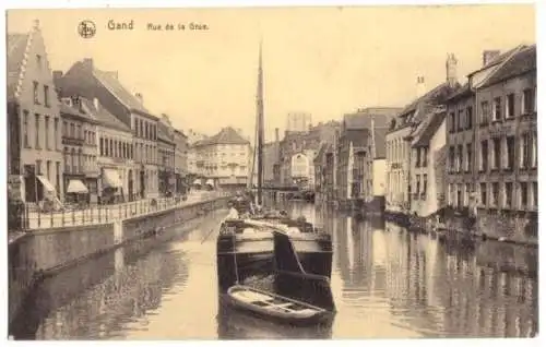 AK, Gand, Gent, Rue de la Grue, Binnenschiff, 1917