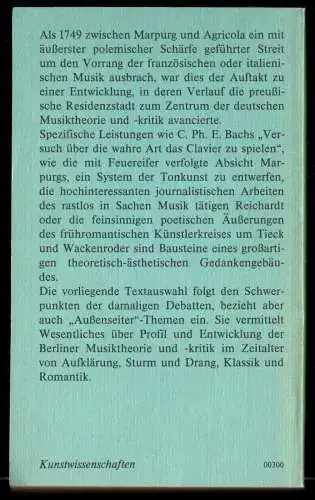 Ottenberg, H.-G. [Hrsg.]; Der Critische Musicus an der Spree, 1984, Reclam 1061
