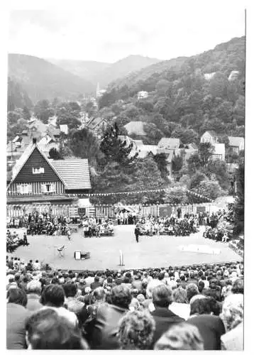 AK, Altenbrak Harz, Blick auf die Waldbühne, belebt, 1974