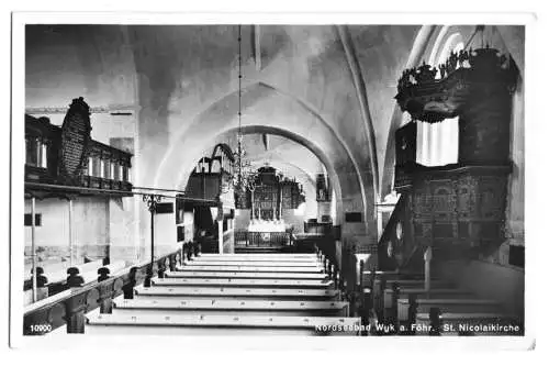 AK, Wyk auf Föhr, St. Nicolaikirche, Innenansicht, 1938