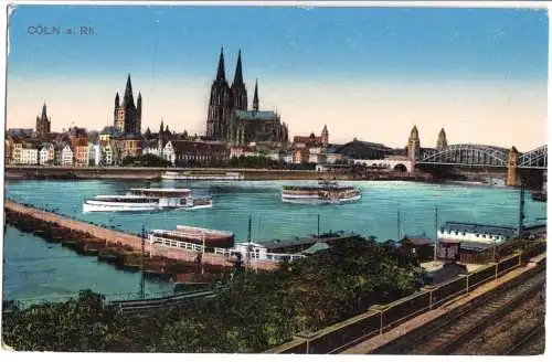 AK, Köln a. Rhein, Stadtansicht, Bahnlinie, 1914