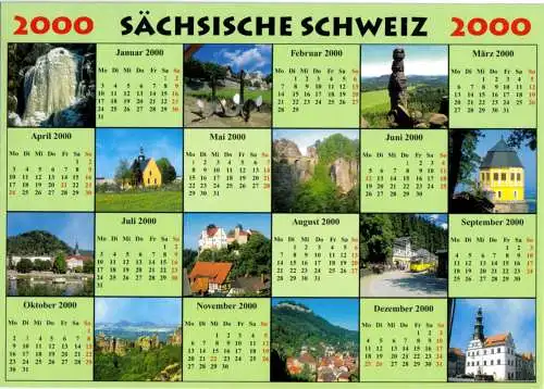 AK, Sächsische Schweiz, 12 Abb. und Kalender des Jahres 2000, 1999