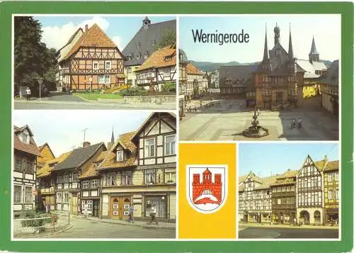 AK, Wernigerode Harz, vier Abb. und Wappen, 1988