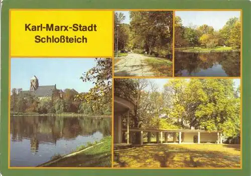 AK, Karl-Marx-Stadt, Schloßteich, vier Abb., 1989