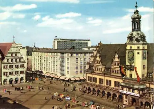 AK, Leipzig, Blick auf den Markt, 1968