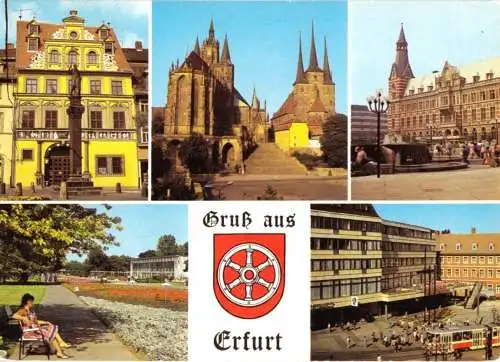 AK, Erfurt, fünf Abb., gestaltet, Version 2, 1985
