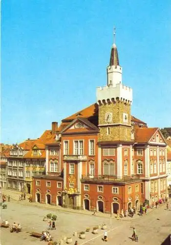 AK, Löbau, Blick zum Rathaus, belebt, 1983