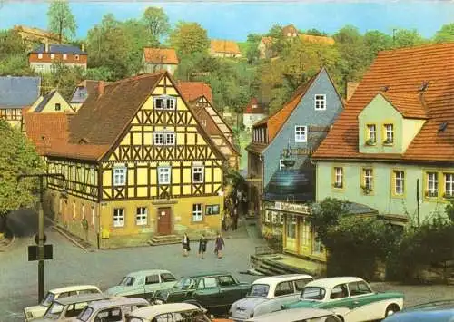 AK, Hohnstein Sächs. Schweiz, Marktplatz, zeitgen. Pkw, 1973