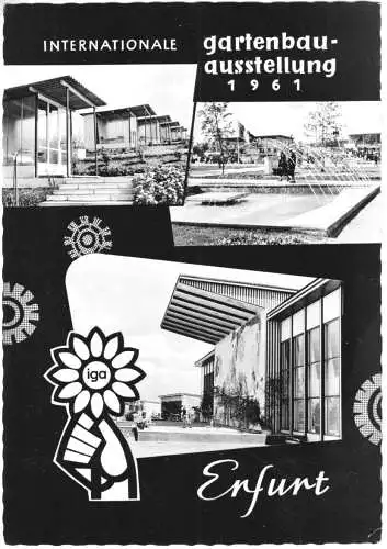 AK, Erfurt, Gartenbauausstellung 1961, 3 Abb. gestaltet