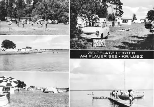 AK, Zeltplatz Leisten am Plauer See, Kr. Lübz, vier Abb., 1969