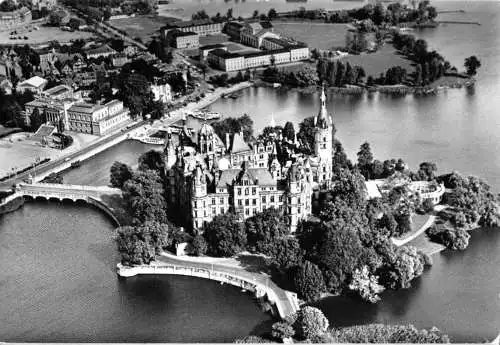 AK, Schwerin, Schloß, Luftbildansicht, 1977