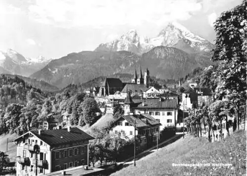 AK, Berchtesgaden, Teilansicht mit Watzmann, 1957