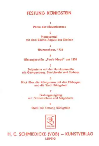 AK-Mappe mit 8 Foto-AK, Königstein Elbe, Festung Königstein, 1978