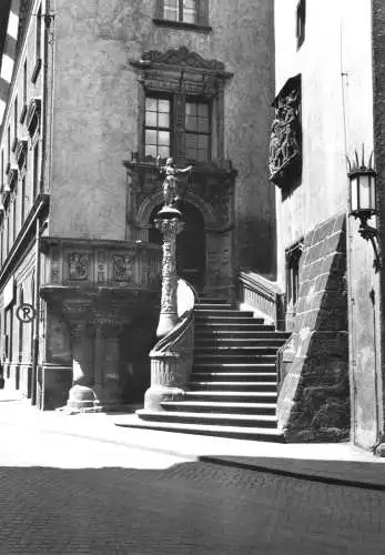 AK, Görlitz, Rathaustreppe mit Justitia und Kanzel, 1973