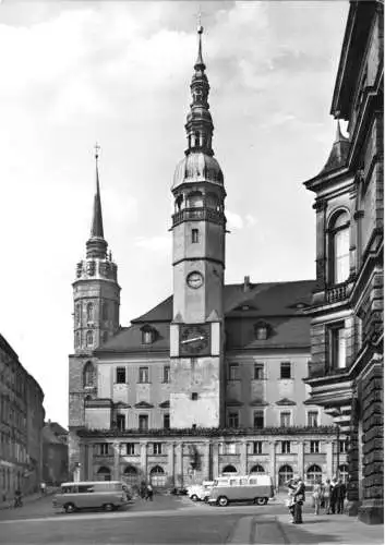 Ansichtskarte, Bautzen, Rathaus am Hauptmarkt und Petriturm, 1973