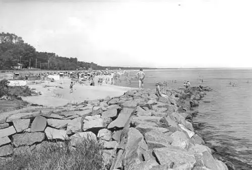 Ansichtskarte, Thiessow Rügen, Strandpartie belebt, 1983