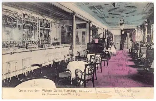 AK, Hamburg, Gänsemarkt, Victoria - Buffet, Gastraum, 1906