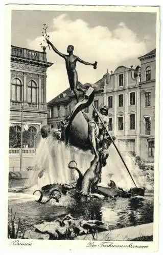 AK, Bremen, Der Teichmannbrunnen, 1939