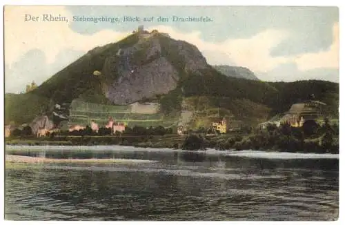 AK, Der Rhein, Siebengebirge, Blick auf den Drachenfels, 1907