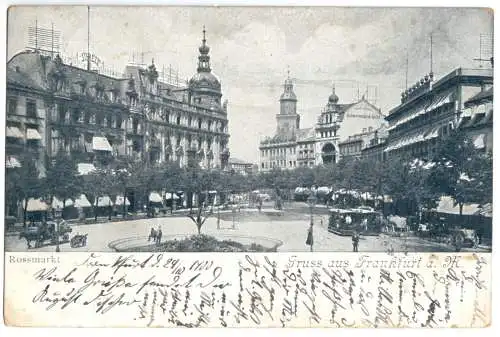 AK, Frankfurt Main, Rossmark, belebt, um 1900