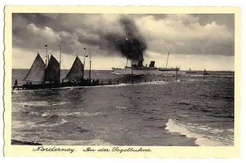 AK, Insel Norderney, Dampfer an der Segelbuhne, um 1940