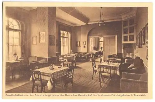 Ansichtskarte, Traunstein, Prinz-Ludwig-Heim, Gesellschaftsräume, um 1912