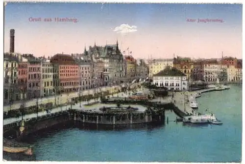 Ansichtskarte, Hamburg, Alter Jungfernsteg, um 1920