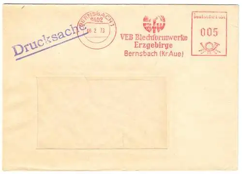 AFS, BFW, VEB Blechformwerke Erzgebirge, o Bernsbach 1, 9402, 6.2.73