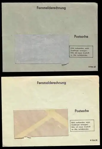 Vier Postsachen - Briefumschläge für Fernmelderechnungen der Post der DDR