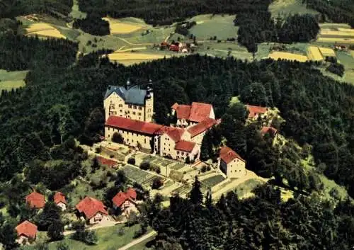 AK, Englburg Bayer. Wald, Pension Schloß Englburg, Luftbildansicht, 1981