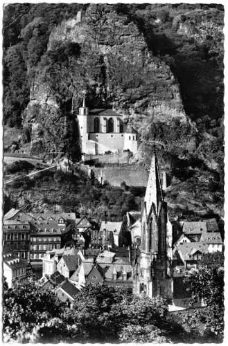 AK, Oberstein Nahe, Teilansicht mit Felsenkirche, 1966