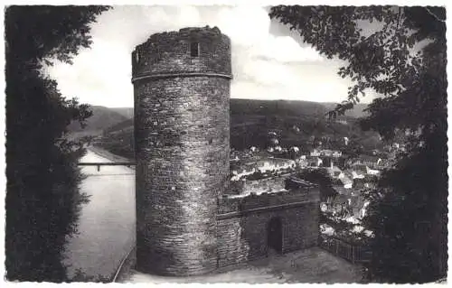 AK, Karlshafen Weser, Hugenottenturm mit Blick auf die Stadt, 1957