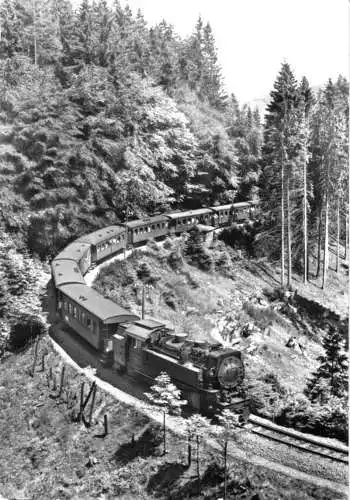 Ansichtskarte, Harz, Harzquerbahn auf der Strecke, 1978