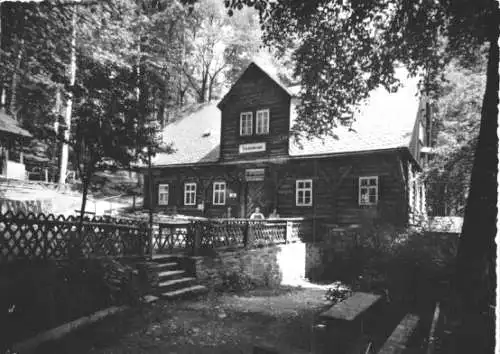 Ansichtskarte, Fürstenbrunn b. Schwarzenberg Erzgeb., Köhlerhütte