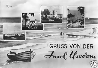 Ansichtskarte, Gruß von der Insel Usedom, gestaltet, 1958
