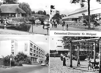 Ansichtskarte, Ostseebad Zinnowitz Usedom, vier Abb., 1980