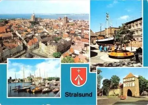 AK, Stralsund, 4 Abb., u.a. Übersicht, 1987