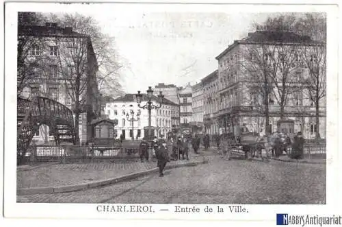 Ansichtskarte, Charleroi, Wallonien, Entrée de la Ville, belebt, Fuhrwerk, 1915