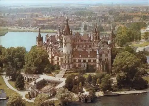 AK, Schwerin, Schloß, Luftbildansicht, um 1995