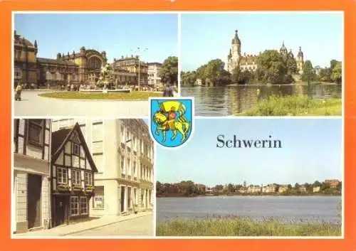 Ansichtskarte, Schwerin, vier Abb., 1986