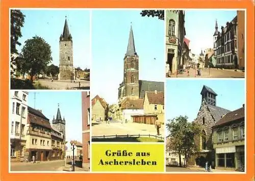 AK, Aschersleben, 5 Abb., u.a. Tie, 1983