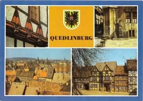 Ansichtskarte, Quedlinburg, vier Abb., Version 1, 1987