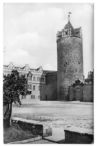 Ansichtskarte, Bernburg Saale, Eulenspiegelturm, 1957